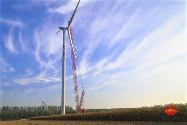 龙源电力在河南郸城首台风机吊装完成